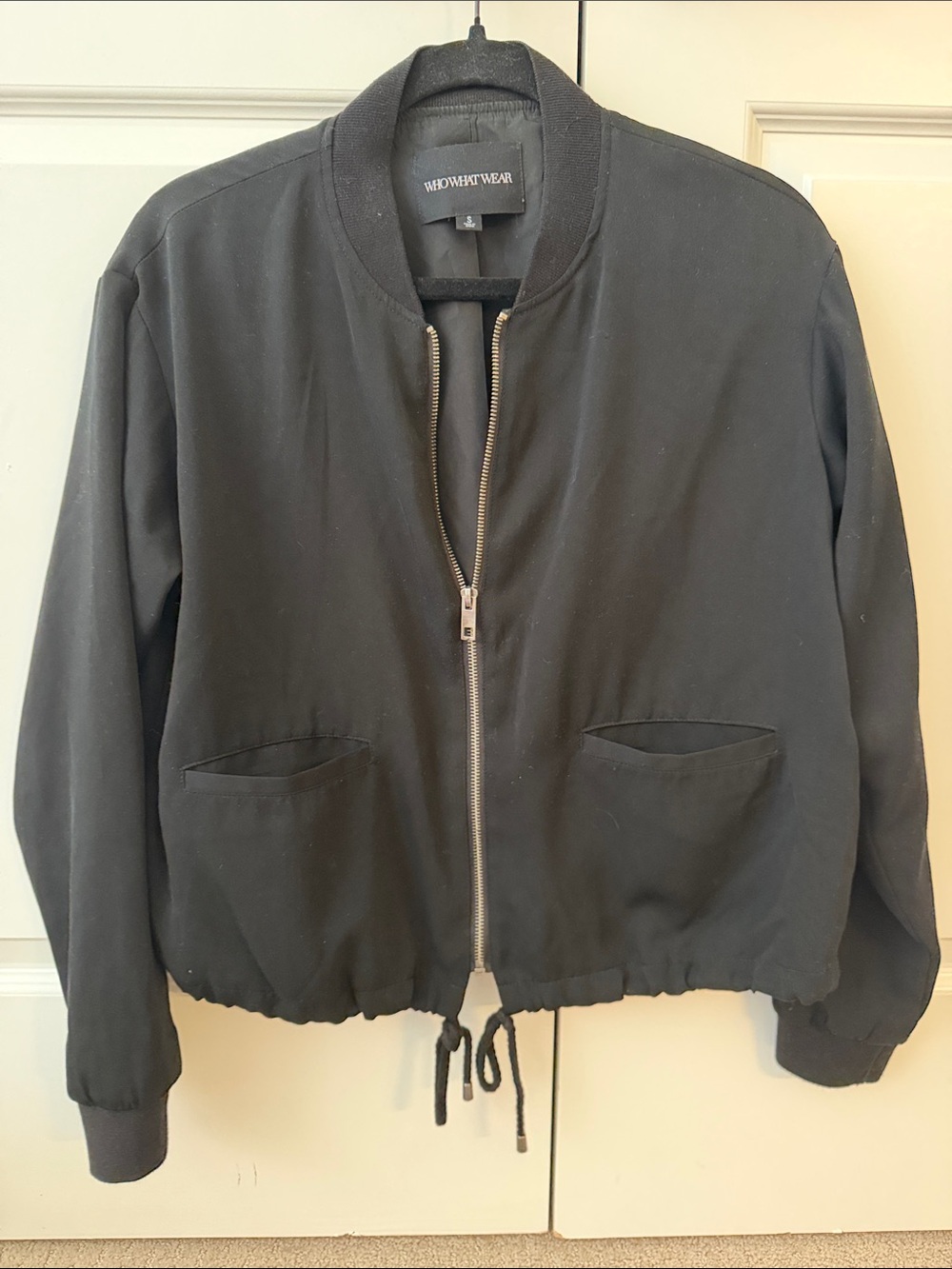 Who What Wear Black Drawcord Bomber Jacket